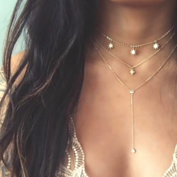 Multilayer Star Rhinestone Choker Necklace - Picture 3 of 3